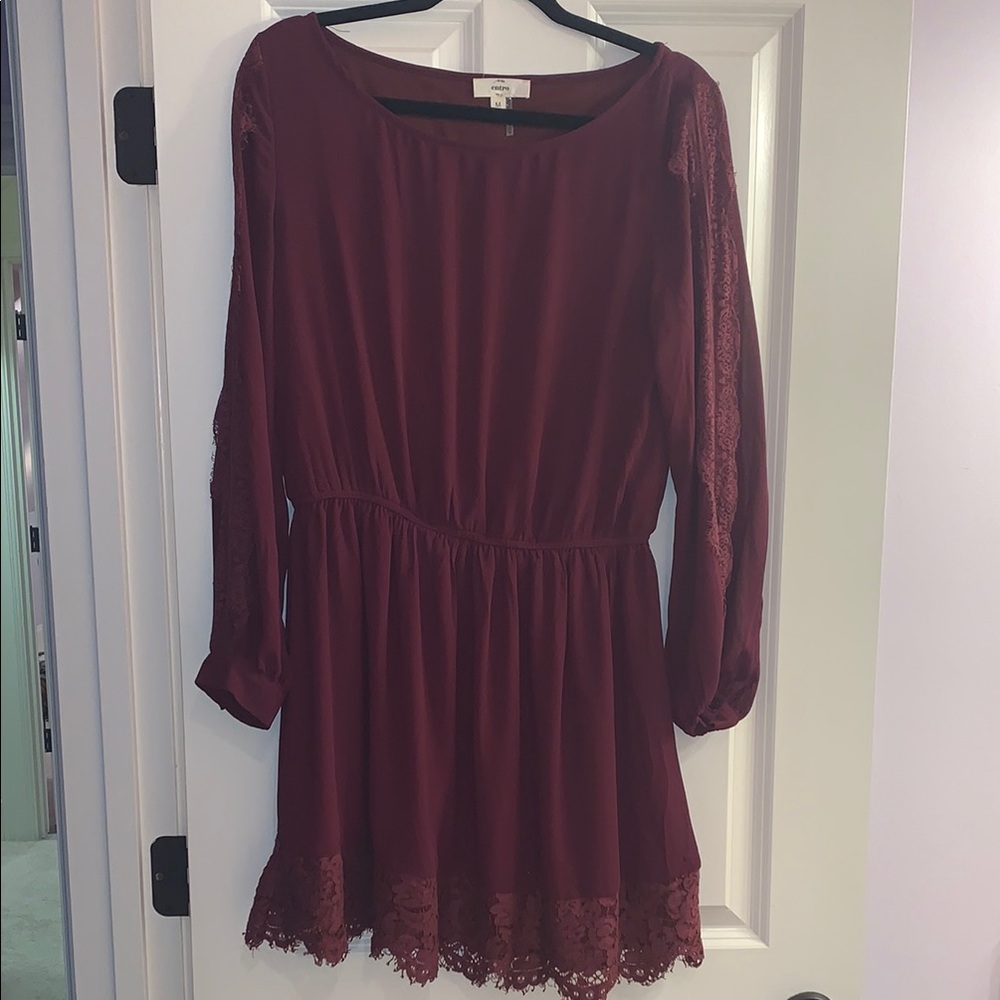 Elegant Burgundy Lace Dress
